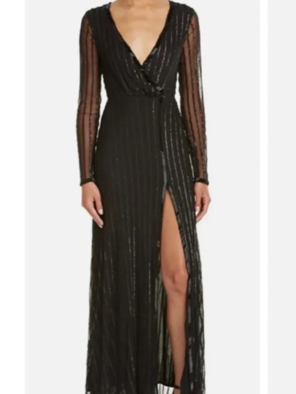 Jetset Diaries fiesta faux wrap maxi dress black sequin